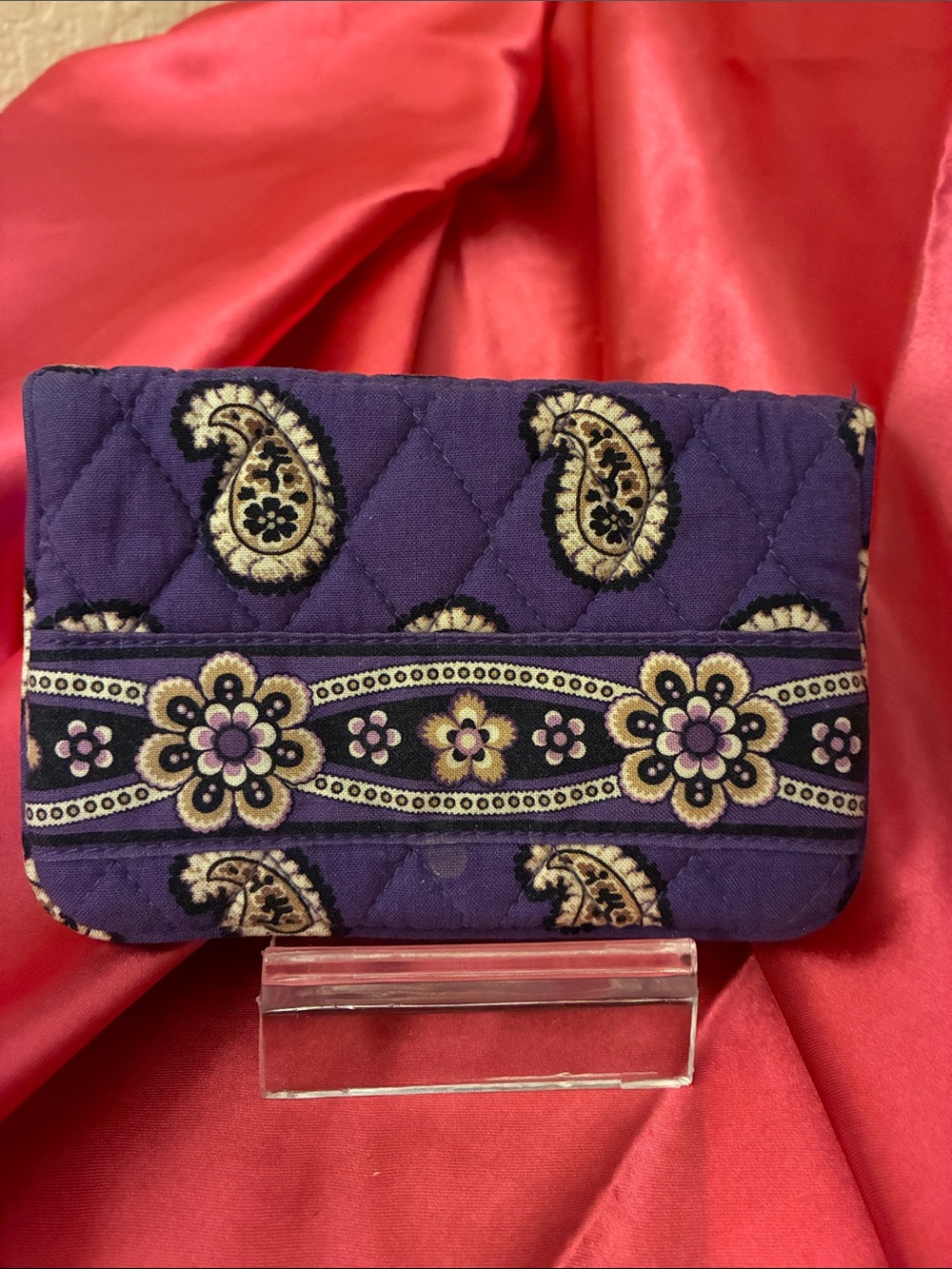 Vera Bradley Purple Quilted Paisley Floral Wristlet Wallet